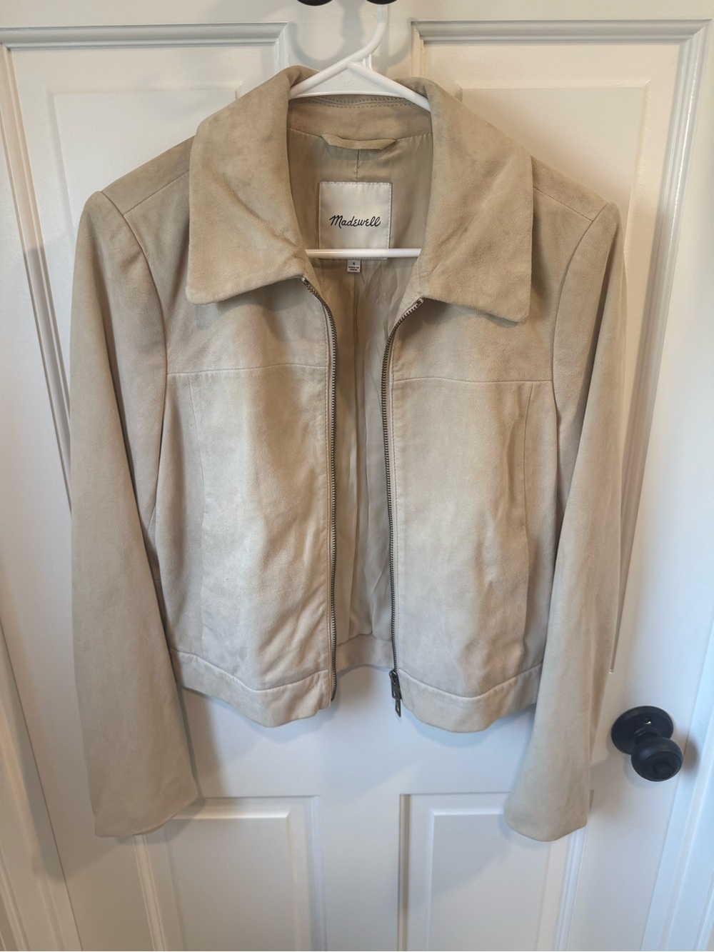Madewell Neutral Beige Suede Zip-Front Jacket